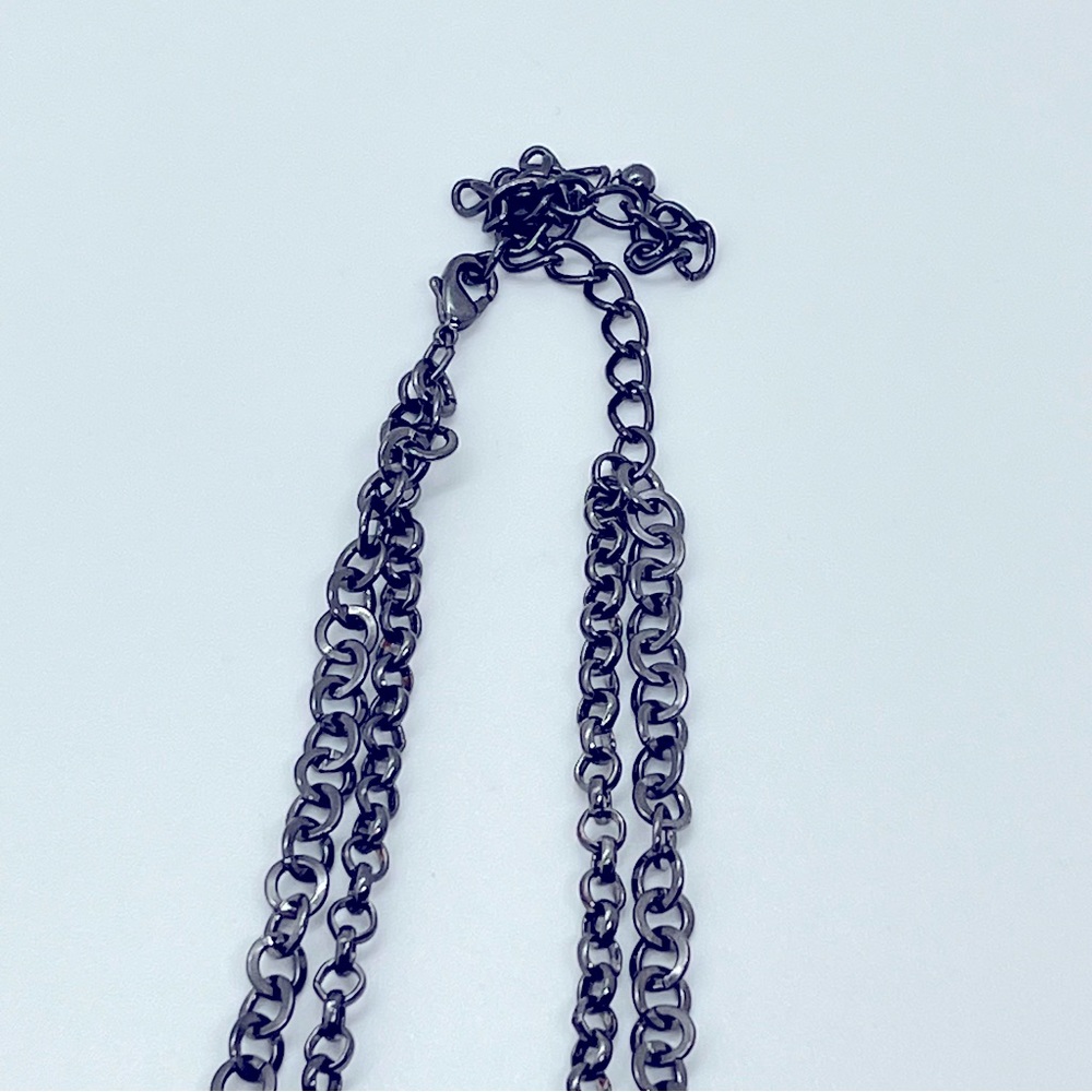 NWOT 18’ Silver Tone Faceted Glass Chunky Bead Statement Necklace Smokey Chain - Picture 11 of 11